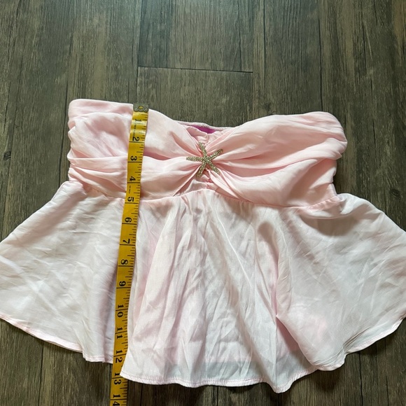 EDIKTED Starfish Embellished Strapless Halter Light Pink Top Shirt Loose Fit M - Picture 11 of 12